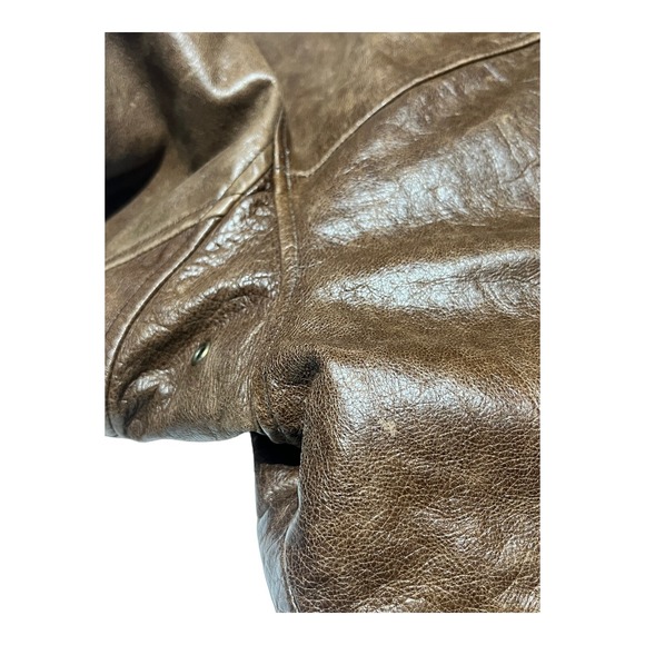 Marc New York Andrew Marc Distressed Leather BROWN Jacket Mens‎ LARGE Biker - Picture 12 of 16